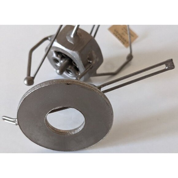 Junk Art VTG 2001 Vernart Ski Nut Skier Figurine Handcrafted Metal 6" Tag Canada - Picture 11 of 12